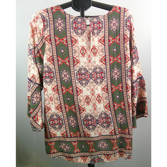 Fourteenth Place Women's Bell Sleeve Boho Tunic Shirt Large - Picture 2 of 4